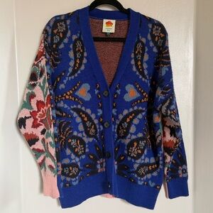 FARM Rio Toucans Scarf Print Sweater Cardigan